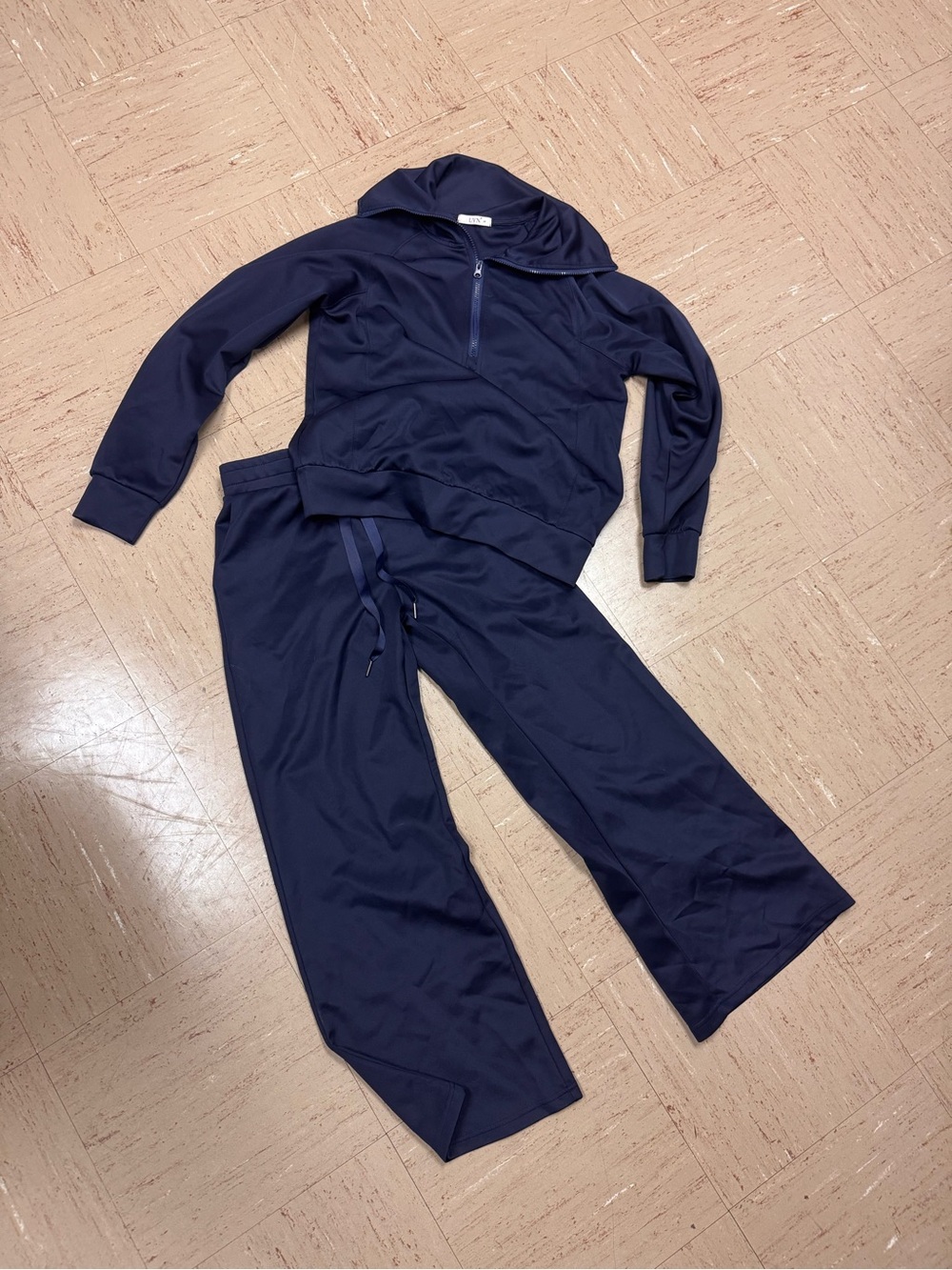 Women's Navy Lounge Hoodie & Wide-Leg Pants Set